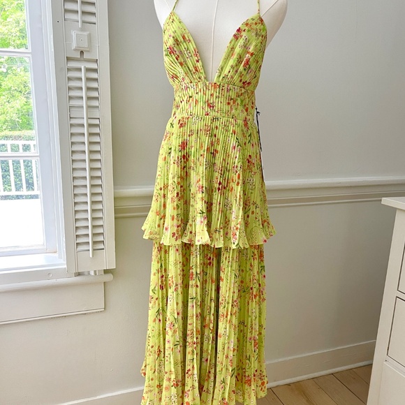 Amur's NWT Nico floral pleated tiered midi dress - Picture 1 of 11